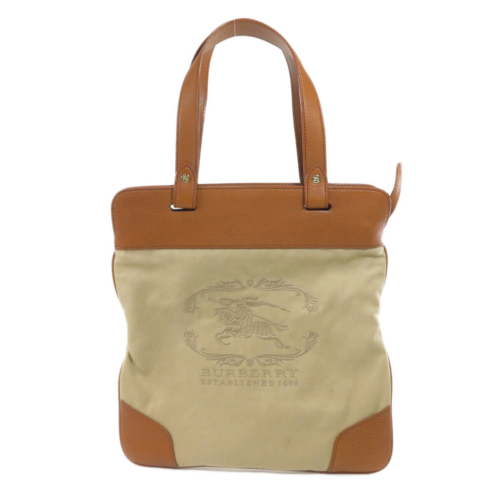 Burberry Logo Tote Bag Canvas Leather - Picture 11 of 11